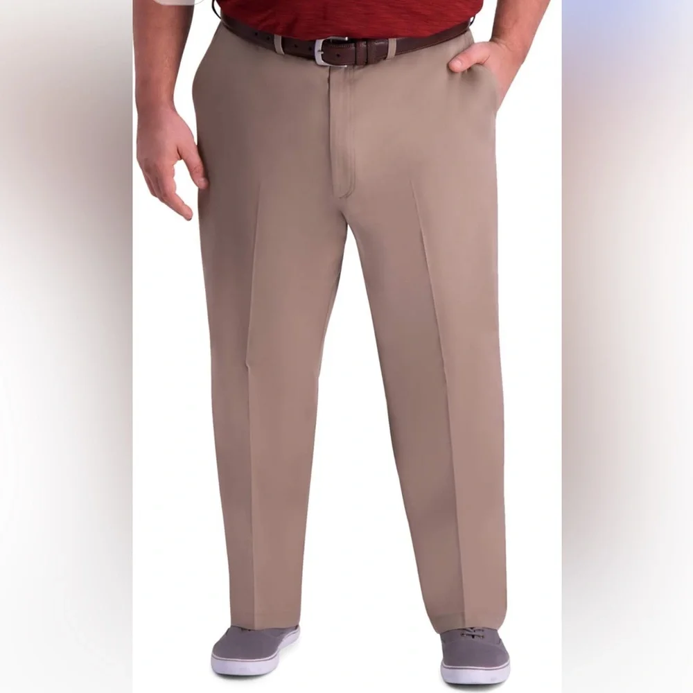 Haggar Premium Comfort Dress Pants 42x30 Wool Blend Med Khaki Classic Fit NWT - Picture 1 of 6
